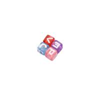 Alphabet Akril gyöngyök, Négyzet, DIY & zománc, kevert színek, 6x6mm, 3100PC-k/Bag, Által értékesített Bag