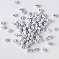 Perles acrylique alphabet, Rond, moulage par injection, DIY, couleurs mélangées, 4x7mm, 3700pairescouple/sac, Vendu par sac