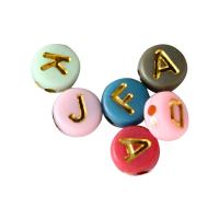 Alphabet Akril gyöngyök, Kerek, fröccsöntés, DIY, kevert színek, 4x7mm, 3700PC-k/Bag, Által értékesített Bag