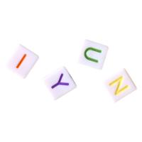 Alphabet Akril gyöngyök, Négyzet, fröccsöntés, DIY, kevert színek, 9x9mm, 1550PC-k/Bag, Által értékesített Bag