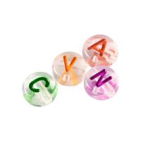 Alphabet Akril gyöngyök, Kerek, DIY & zománc, kevert színek, 4x7mm, 3700PC-k/Bag, Által értékesített Bag