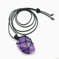 Amethyst Pendant with Wax Cord purple 25-40mm Sold By PC