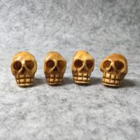 ox Bone Bead, Skull, Vintage & du kan DIY, gul, 11x13mm, Solgt af PC