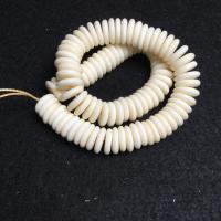 ox Bone Mellemled Perler, Flad Rund, du kan DIY & forskellig størrelse for valg, hvid, Solgt Per Ca. 38 cm Strand