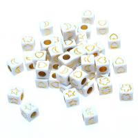 Acrylic Beads, Square, painted, DIY, white, 6x6mm, 3000PCs/Bag, Sold By Bag