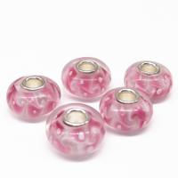 Perles Murano European, chalumeau, avec alliage de zinc, vernis au four, DIY, rose, 8x14mm, Vendu par PC