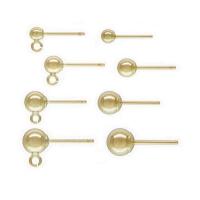 Gold Filled Earring Stud Component Round 14K gold-filled DIY golden nickel lead & cadmium free 3-6mm Sold By Pair