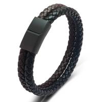 PU Leather Cord Bracelets Titanium Steel with PU Leather fashion jewelry & Unisex & frosted Sold By PC