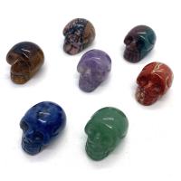 Blandet Gemstone perler, Ædelsten, Skull, Carved, du kan DIY & forskellige materialer til valg, flere farver til valg, 18x24mm, Solgt af PC