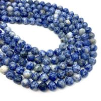 Μπλε Spot Stone Beads, Γύρος, DIY & διαφορετικό μέγεθος για την επιλογή, μπλε, Sold Per Περίπου 14.96 inch Strand