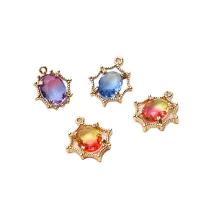 Crystal Pendants Brass with Crystal Flower gold color plated DIY nickel lead & cadmium free Sold By Lot