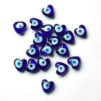 micangas Lampwork de mau-olhado, vidrilho, Coração, DIY, azul, 100PCs/Bag, vendido por Bag