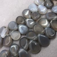Natural Grey Agate perler, Grå Agate, Teardrop, poleret, du kan DIY, grå, 10x12mm, Ca. 28pc'er/Strand, Solgt Per Ca. 17 cm Strand