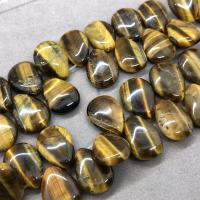 Tiger Eye Beads, Teardrop, poleret, du kan DIY, gul, 10x12mm, Ca. 28pc'er/Strand, Solgt af Strand