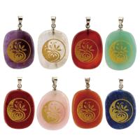 Gemstone Pendants Jewelry with Brass Ellipse silver color plated Sold By PC