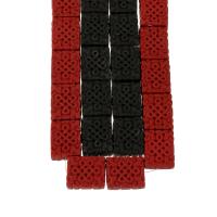 Cinnabar Beads Rectangle carved Sold Per Approx 17 Inch Strand
