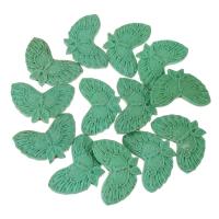 grânulos, miçangas, Borboleta, esculpida, verde claro, 38x55x10mm, 13PCs/Strand, vendido para Aprox 19 inchaltura Strand