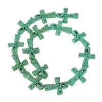 Cinnabar Beads Cross carved light green Sold Per Approx 16.5 Inch Strand