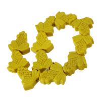 grânulos, miçangas, esculpida, amarelo, 27x25x9mm, 11PCs/Strand, vendido para Aprox 11.5 inchaltura Strand