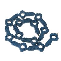 Perle, Schlüssel, geschnitzed, blau, 37x20x7mm, 12PCs/Strang, verkauft per ca. 17 ZollInch Strang