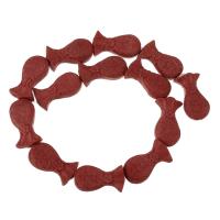 grânulos, miçangas, Peixe, esculpida, vermelho escuro, 32x17x9mm, 13PCs/Strand, vendido para Aprox 16.5 inchaltura Strand