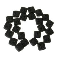 Perle, Quadrat, geschnitzed, schwarz, 16x17x8mm, 24PCs/Strang, verkauft per ca. 15 ZollInch Strang