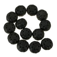 Perle, geschnitzed, schwarz, 30x30x21mm, 13PCs/Strang, verkauft per ca. 16 ZollInch Strang