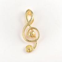 Brass Jewelry Bails Music Note plated golden 3-25mm Sold By Bag