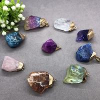 Quartz Gemstone Pendants with Brass irregular gold color plated Unisex 20-40mm Sold By PC