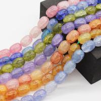 Perles en verre craquelé, Des billes de verre, ovale, DIY, plus de couleurs à choisir, 10x14mm, Vendu par Environ 14.96 pouce brin
