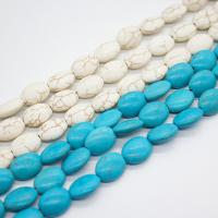 turchese sintetico perla, Ovale piatto, DIY & formato differente per scelta, nessuno, Venduto per Appross. 14.96 pollice filo