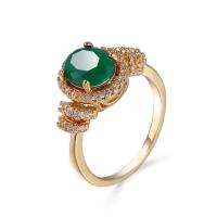 Sześciennych cyrkon Brass Ring Finger, Mosiądz, kształt pierścienia, Platerowane w kolorze złota, biżuteria moda & dla obu płci & różnej wielkości do wyboru & z sześcienną cyrkonią, 10x8mm, sprzedane przez PC