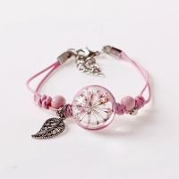 Glass Beads Bracelet with Polyester Cord & Zinc Alloy zinc alloy lobster clasp for woman Length Approx 21 cm Sold By PC