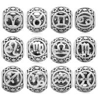 Brass European Beads silver color plated DIY & with constellation symbols & hollow silver color nickel lead & cadmium free Sold By PC