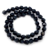 Prirodni Crna ahat perle, Crna Agate, Krug, Star Cut Faceted & možete DIY & različite veličine za izbor, crn, Prodano Per Približno 14.96 inčni Strand