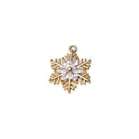 Cubic Zirconia Micro Pave Brass Pendant Snowflake gold color plated DIY & micro pave cubic zirconia nickel lead & cadmium free Sold By Lot
