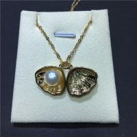 925 Sterling Stříbrný perlový náhrdelník, 925 Sterling Silver, s Sladkovodní Pearl, sterling silver Karabinky, pro ženy & s drahokamu, zlatý, 8.5-9mm, Délka 45 cm, Prodáno By PC