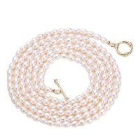 Natural Freshwater Pearl Long Necklace with Brass brass toggle clasp multilayer & for woman white 5-6mm Length 110-115 cm Sold By PC