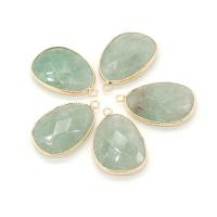 Natural Aventurine Pendants Green Aventurine with Brass Teardrop gold color plated Unisex & faceted green Sold By PC