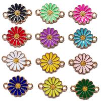 Flower Zinc Alloy Connector gold color plated DIY & enamel mixed colors nickel lead & cadmium free Sold By Bag