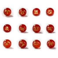 Natural Red Agate Beads 12 Signs of the Zodiac Carved DIY red 10-12mm Sold By PC