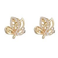 Cubic Zirconia Micro Pave Brass Earring Butterfly 14K gold-filled fashion jewelry & micro pave cubic zirconia nickel lead & cadmium free Sold By Lot