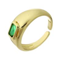 Cubic Zirconia Micro Pave Brass Ring, gold color plated, fashion jewelry & micro pave cubic zirconia & for woman, green, 7.50mm, Hole:Approx 3mm, US Ring Size:6.5, 10PCs/Lot, Sold By Lot