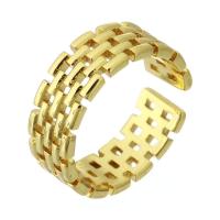 Messing Manchet Finger Ring, gold plated, mode sieraden & voor vrouw, gouden, 6mm, Gat:Ca 3mm, Maat:5.5, 10pC's/Lot, Verkocht door Lot