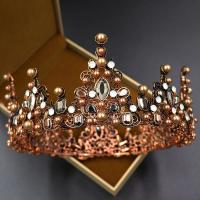 Bridal Tiaras Zinc Alloy with Plastic Pearl Crown plated fashion jewelry & wedding gift & for woman & with rhinestone Sold By PC