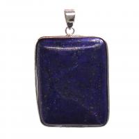 Pendentifs Lapis Lazuli, avec laiton, rectangle, bijoux de mode & unisexe, 40x30mm, Vendu par PC