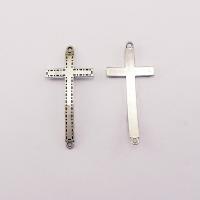 Tibetan Style Cross Pendants, plated, silver color, 53x25x1.70mm, 100PCs/Bag, Sold By Bag