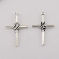 Tibetan Style Cross Pendants, plated, silver color, 49x32x5.70mm, 100PCs/Bag, Sold By Bag