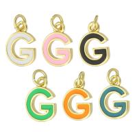 Brass Pendant Letter G gold color plated fashion jewelry & DIY & enamel Approx 2mm Sold By Lot