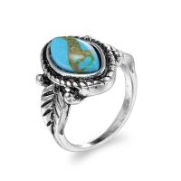 Turquoise Finger Ring Brass with turquoise Horse Eye plated fashion jewelry & Unisex & blacken Sold By PC